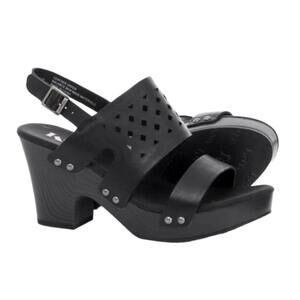 Korks By KorkEase‎ Sandal Womens 10 Alliana Black Leather Slingback Platform